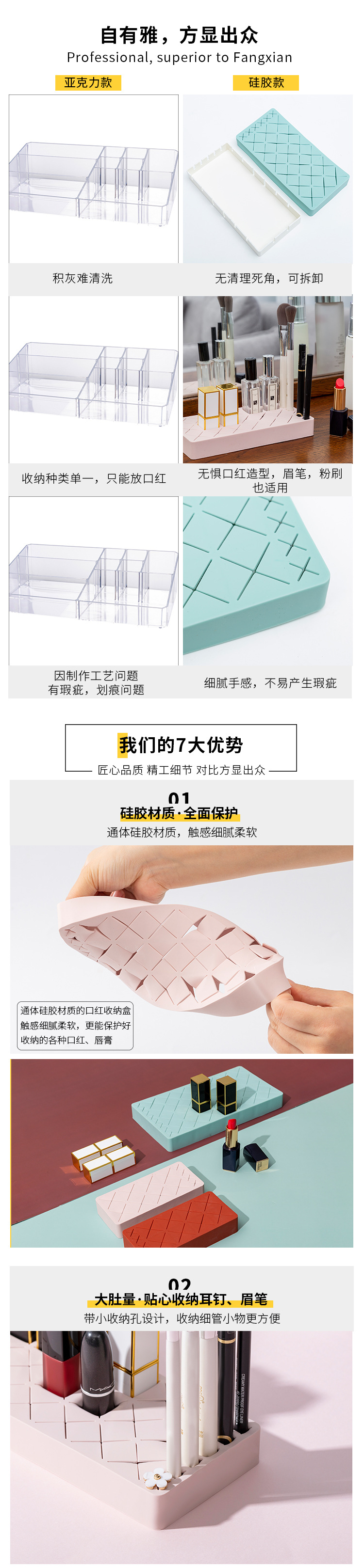 矽膠口紅收納架 桌面化妝品唇膏口紅收納盒 創意口紅多格收納架