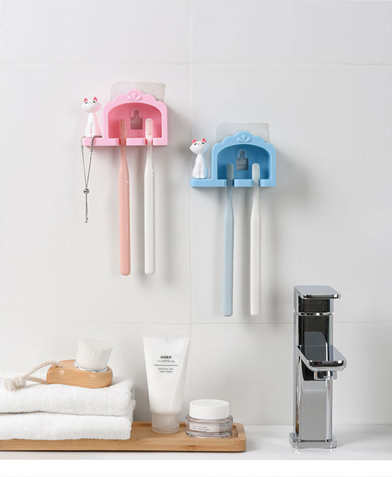 可愛造型牙刷架 浴室必備牙刷收納掛勾 創意造型2格牙刷掛架