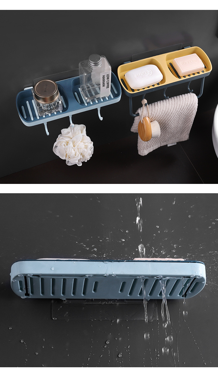 浴室必備雙格置物盒 壁掛式雙格肥皂盒 多功能置物架 創意多功能瀝水架