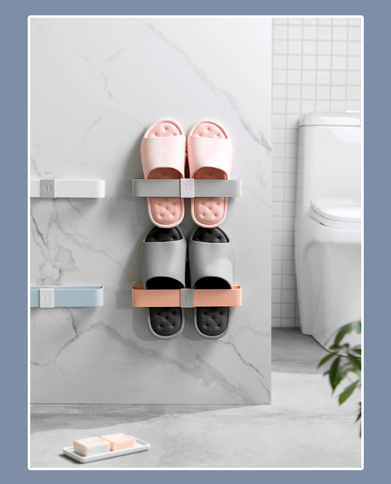 壁掛式收納鞋架 創意門後掛式鞋架 浴室必備拖鞋瀝水收納架