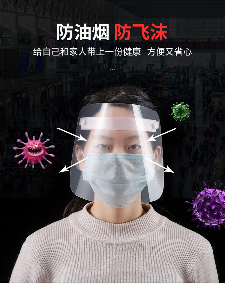 防飛沫透明面罩 防疫必備塑膠面罩 防油煙面罩