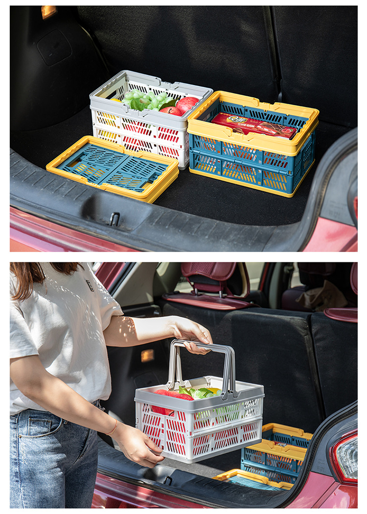 手提摺疊收納籃 方便攜帶摺疊置物籃 零食水果收納籃 手提菜籃