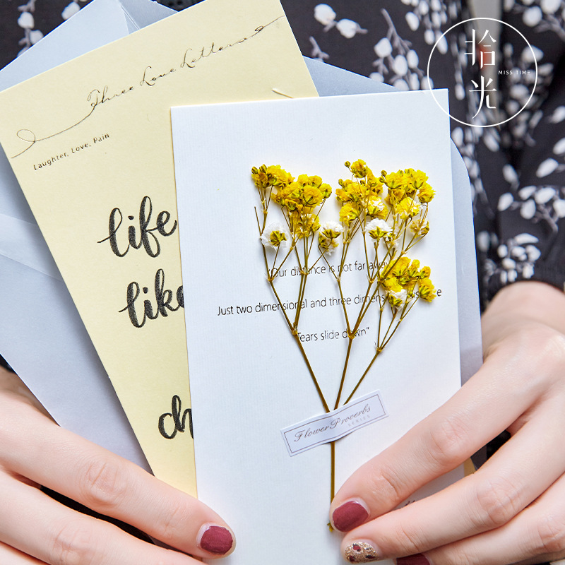 乾燥花卡片 創意手帳必備乾燥花賀卡 小清新多用途小花裝飾卡片