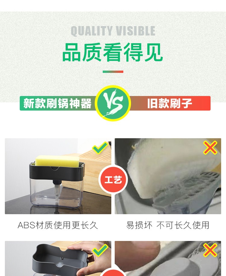 按壓皂液器廚房水槽用洗潔精洗滌劑家用刷鍋按壓器洗菜盆洗碗刷