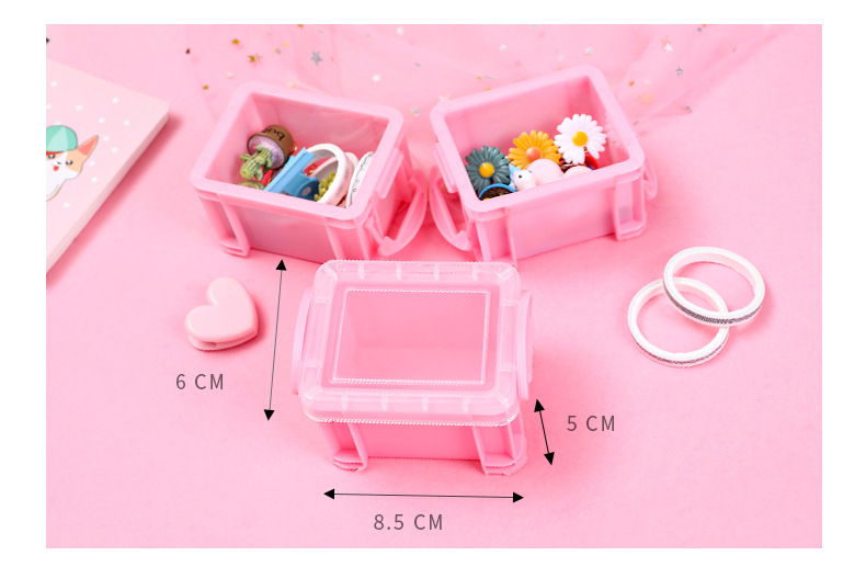 粉色迷你首飾盒 少女必備小號收納整理箱 迷你粉色糖果盒 文具收納盒