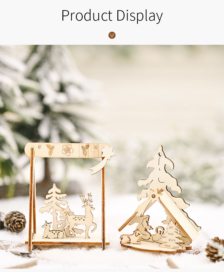 聖誕木質DIY小裝飾 創意聖誕老人小樹木質擺飾 聖誕節桌面小飾品