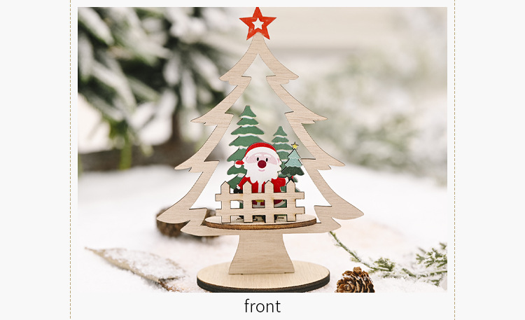 桌面木質DIY聖誕樹擺飾 創意聖誕樹造型桌面小裝飾 聖誕節必備小物