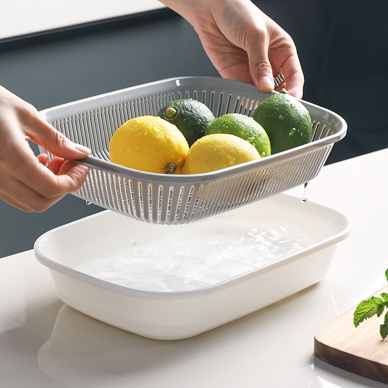 簡約雙層瀝水籃 蔬果塑膠洗菜籃 居家必備...