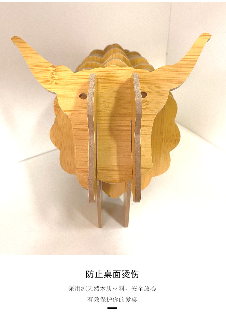 動物造型隔熱墊組 創意小牛小羊木製隔熱墊 廚房必備隔熱墊