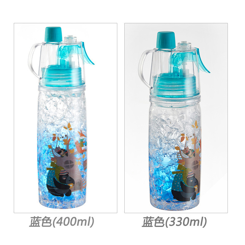 創意噴霧戶外水壺 夏日必備碎冰杯 創意戶外運動水壺 可愛印花冷水壺