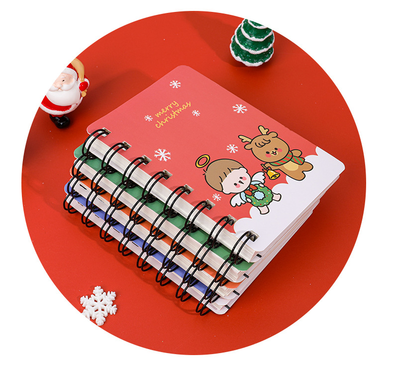 聖誕節線圈筆記本 方便攜帶聖誕系列筆記本 可愛聖誕圖案空白筆記本