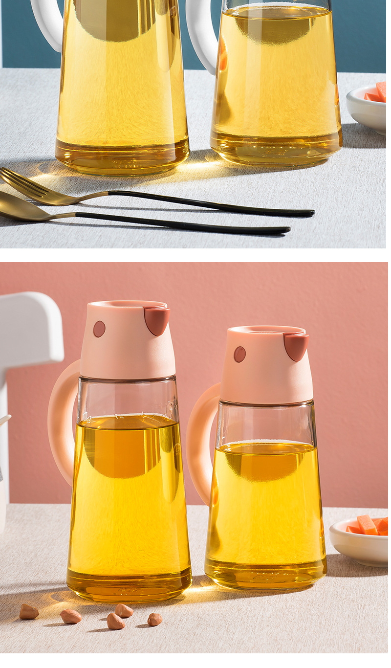 自動開蓋玻璃油壺 廚房必備歐式油醋調味壺 簡約醬油調味瓶