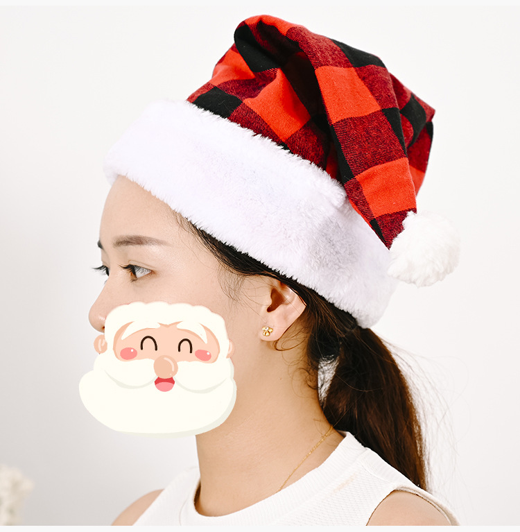 百搭格子聖誕帽 格子紋聖誕裝飾帽 聖誕帽子