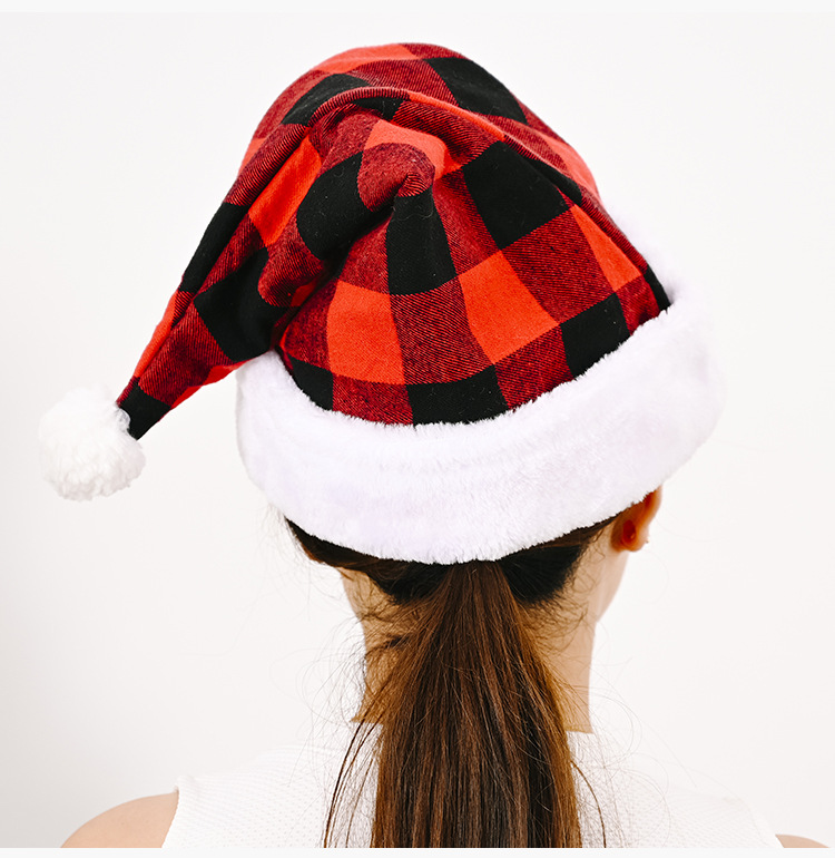 百搭格子聖誕帽 格子紋聖誕裝飾帽 聖誕帽子