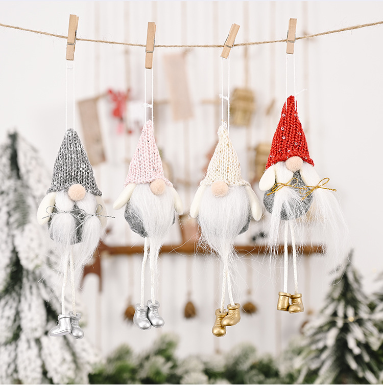 可愛針織帽聖誕老人吊飾 可愛造型聖誕樹吊飾 創意老人造型掛飾