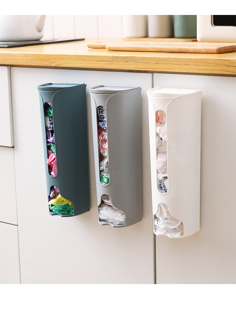 壁掛式垃圾袋收納盒 廚房必備垃圾袋收納神器 垃圾袋收集器 抽取式塑膠袋收納盒