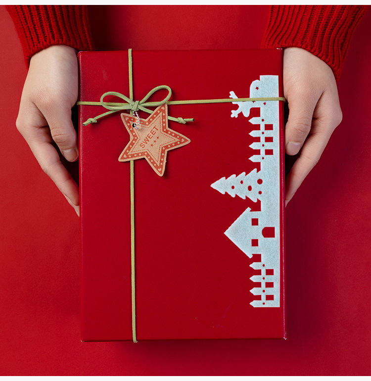 聖誕柵欄小屋裝飾泡棉貼紙 聖誕節牆壁裝飾 禮物盒包裝裝飾貼