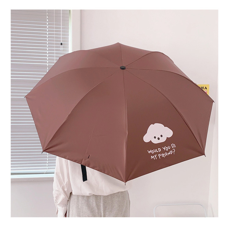 可愛小熊摺疊雨傘 黑膠遮陽防曬傘 小狗晴雨傘 方便攜帶雨傘