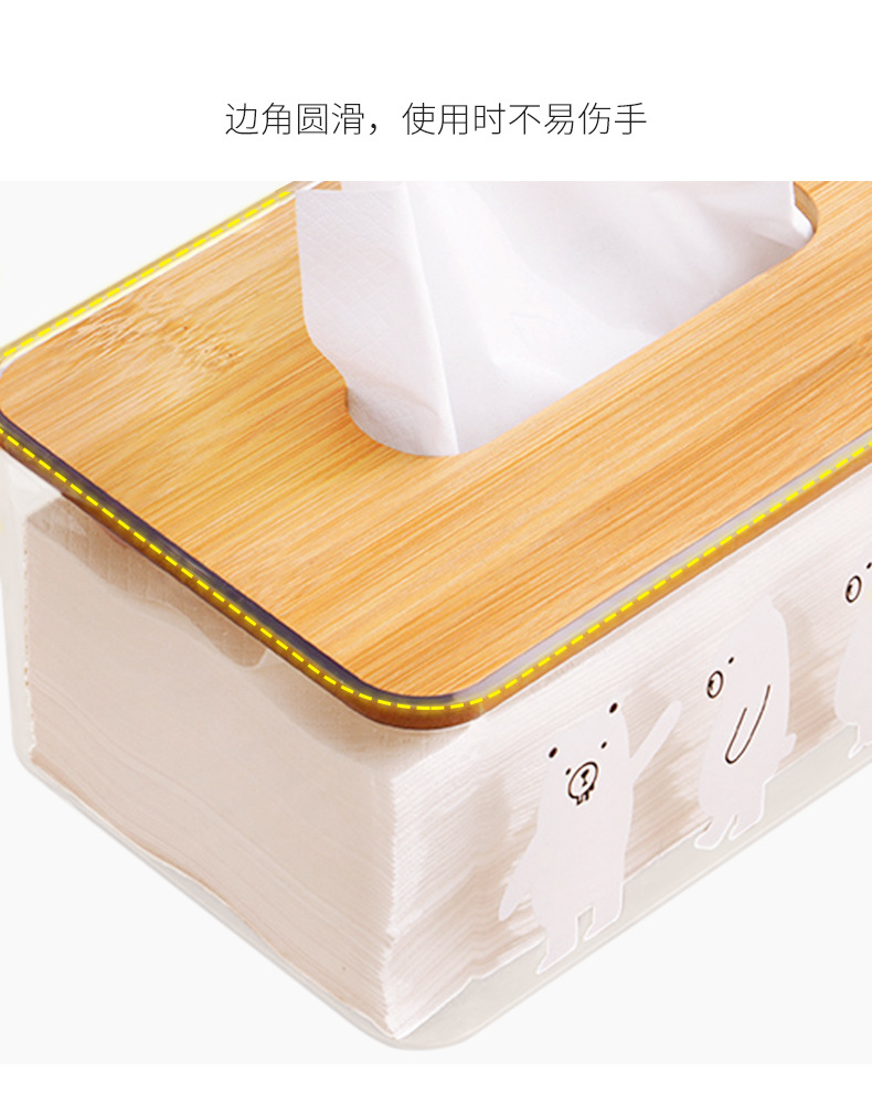 可愛小熊透明面紙盒 簡約客廳臥室桌面抽取式面紙盒 車用紙巾盒