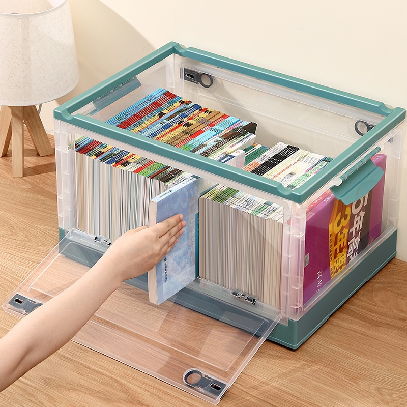 透明三開摺疊整理箱加厚特大號塑膠滑輪收納箱大容量衣物書籍玩具收納箱