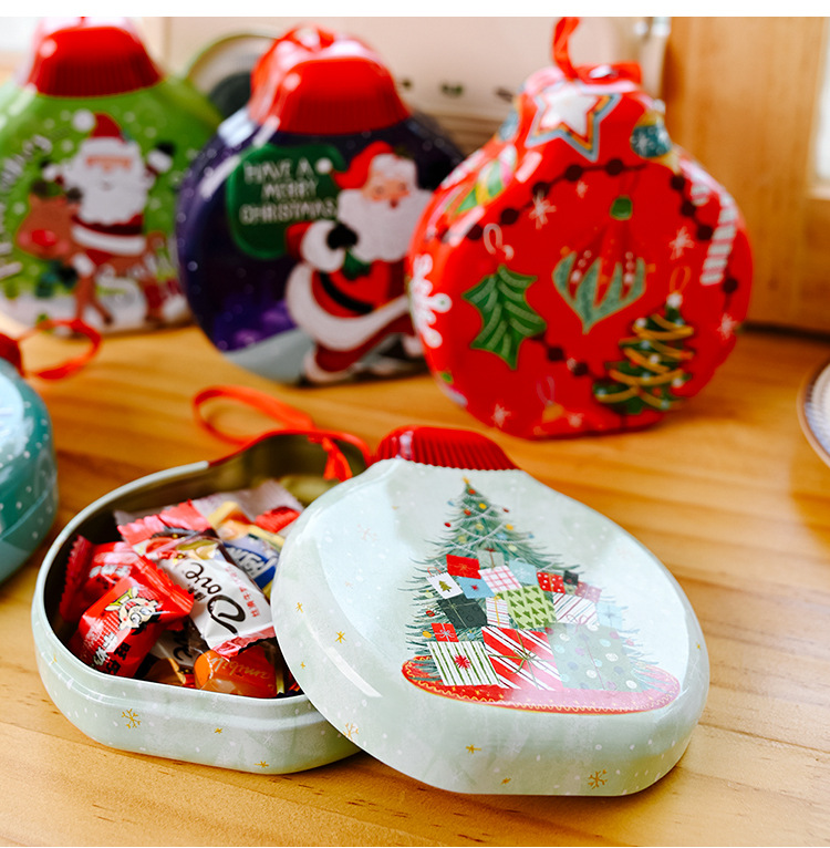 聖誕球造型馬口鐵盒 聖誕節必備裝飾 圓形糖果罐 聖誕禮物餅乾盒