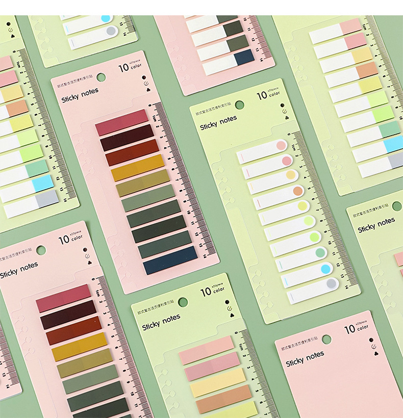 莫蘭迪多色標籤貼 透明索引貼 N次貼 便簽 書籤尺 備忘標記 