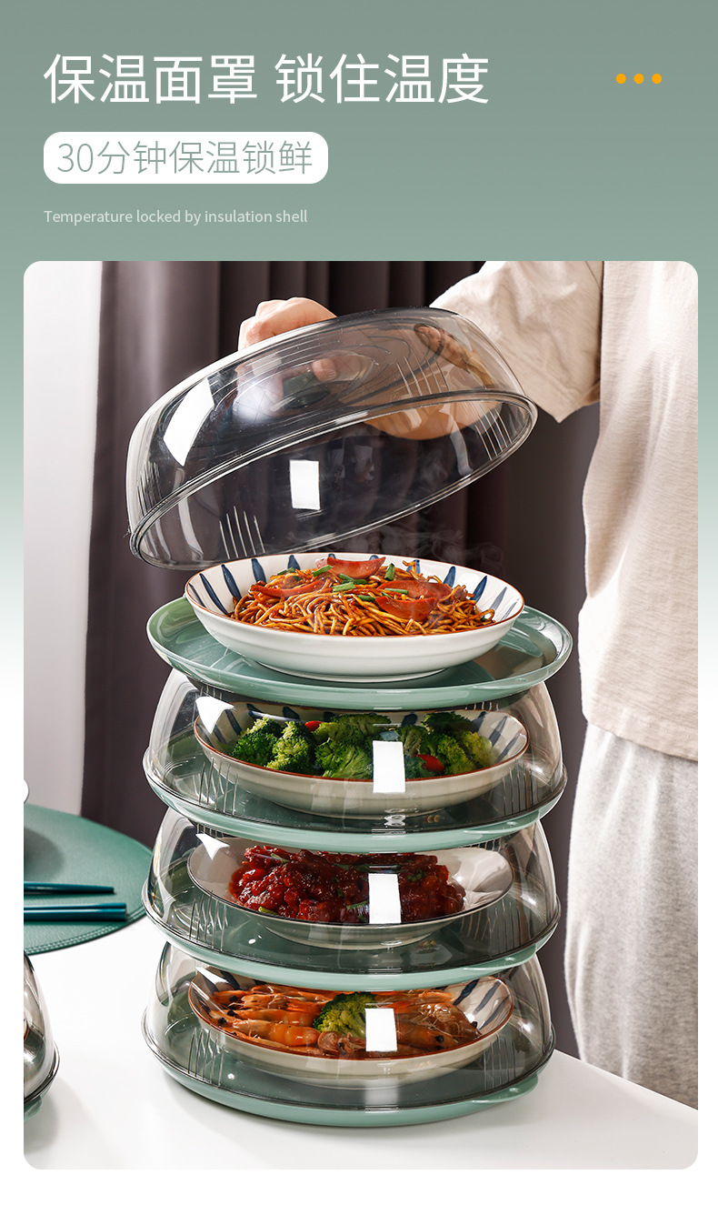 單層透明飯菜罩 廚房必備圓形餐桌食物罩 防塵防蟲塑膠餐桌罩