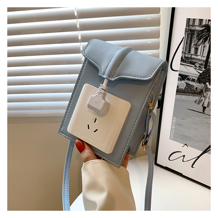 創意PU插座單肩包 流行百搭小包包 新款插頭斜背包 創意小包