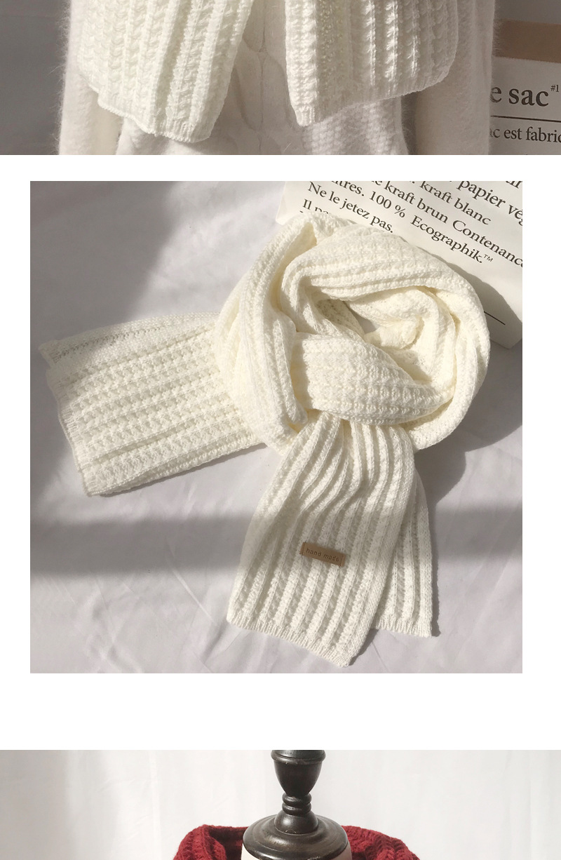 純色加厚針織長圍巾 圍脖 冬季保暖 抗寒 粗針織 毛線圍巾