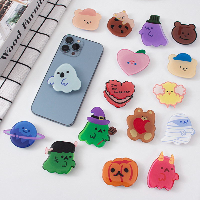 【卡通手機支架】壓克力滴膠懶人支架 桌面伸縮折疊 可愛造型 辦公室小物