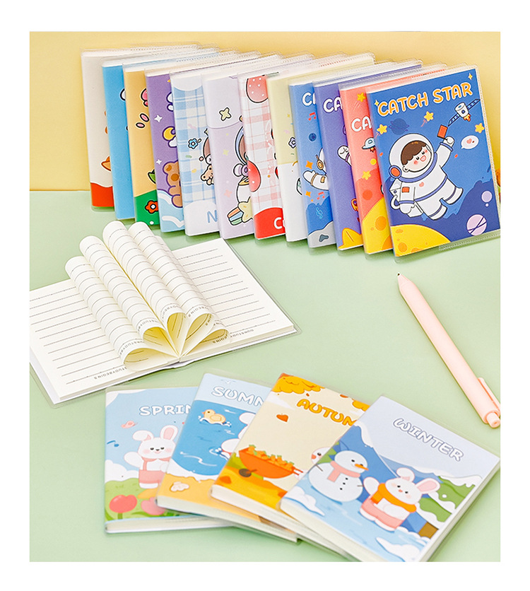 ins學生可愛A7膠套本 卡通高顏值口袋筆記本便攜橫線便簽日記本