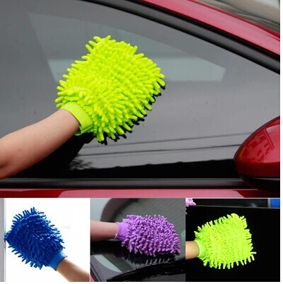 (3入) 超細纖維雪尼爾洗車手套 擦車手套 除塵手套 單面