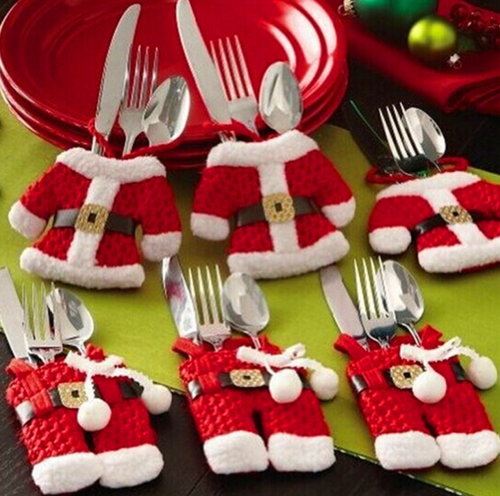(6入)聖誕節刀叉收納套 聖誕節大餐裝飾 造型餐具套 聖誕派對必備
