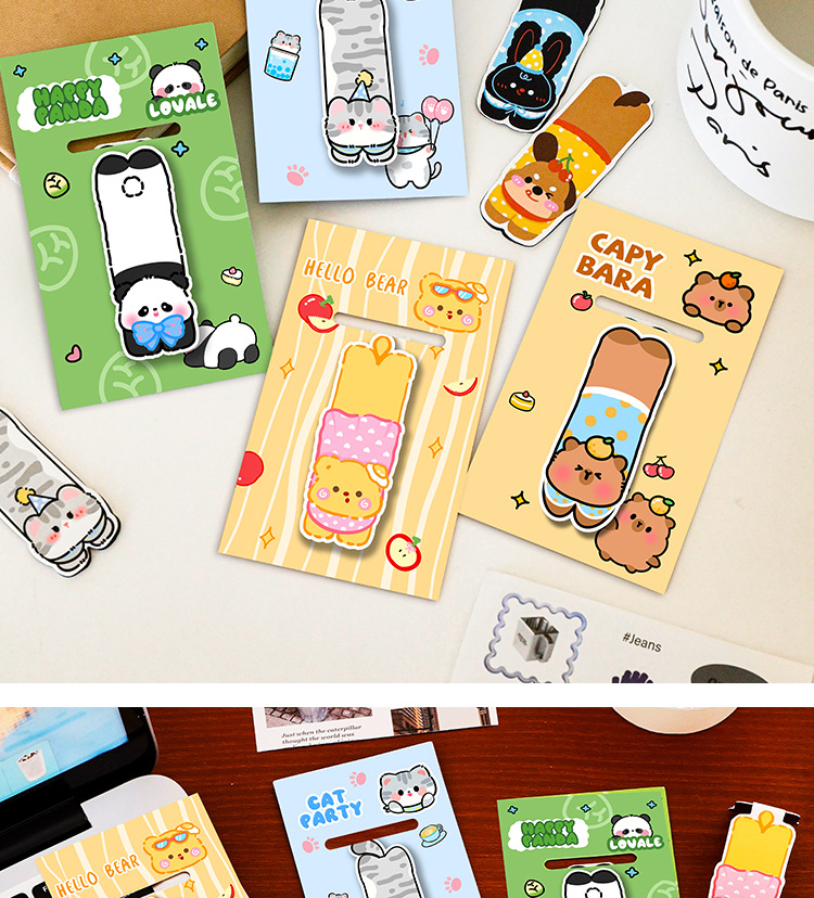 萌寵趴趴樂磁性書簽學生卡通高顏值閱讀書頁夾可愛動物書簽文具