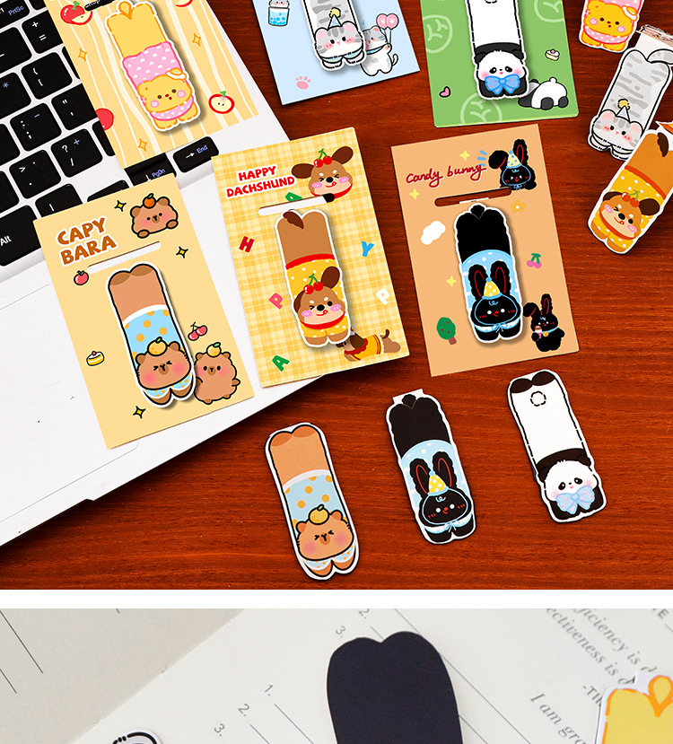 萌寵趴趴樂磁性書簽學生卡通高顏值閱讀書頁夾可愛動物書簽文具