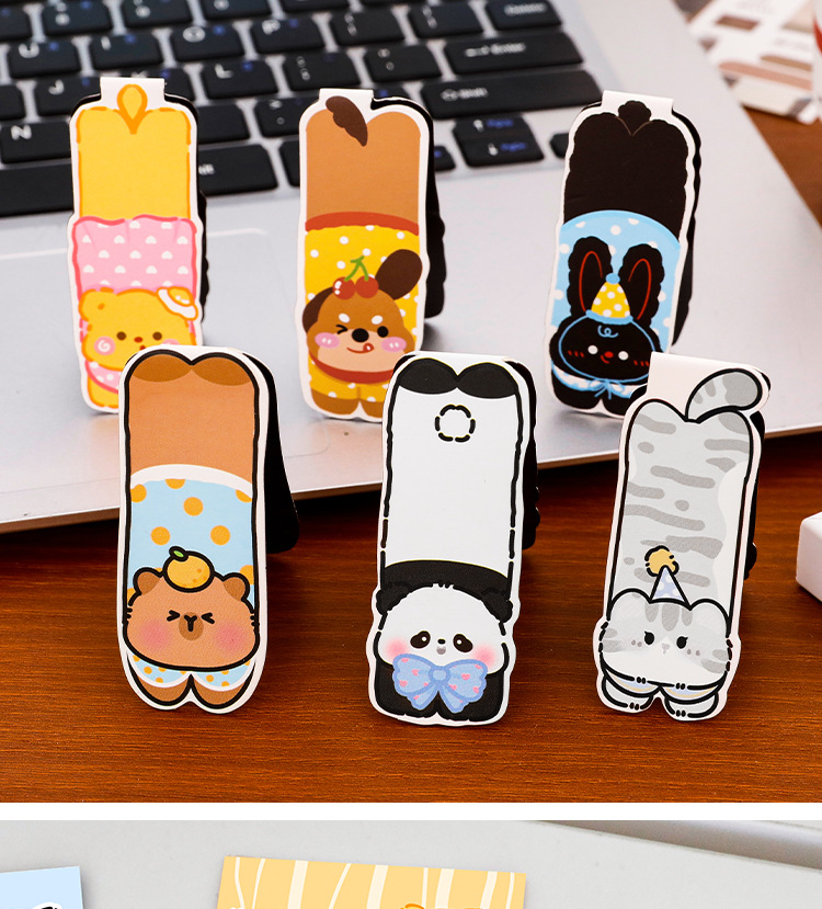 萌寵趴趴樂磁性書簽學生卡通高顏值閱讀書頁夾可愛動物書簽文具