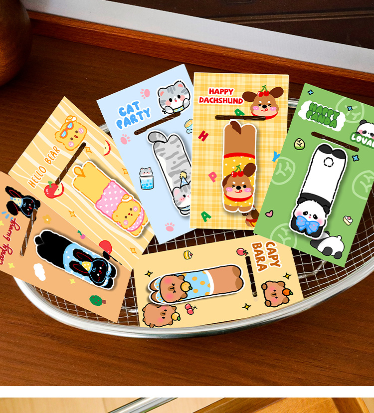 萌寵趴趴樂磁性書簽學生卡通高顏值閱讀書頁夾可愛動物書簽文具