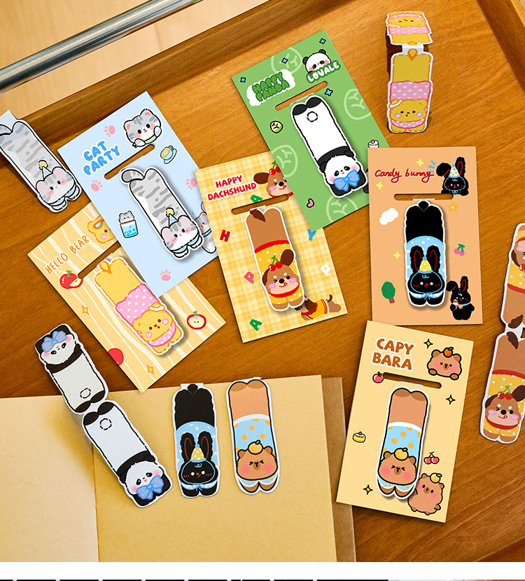 萌寵趴趴樂磁性書簽學生卡通高顏值閱讀書頁夾可愛動物書簽文具