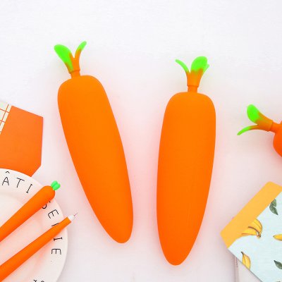 【紅蘿蔔造型】創意矽膠筆袋 - 學生大容量鉛筆盒