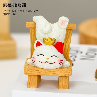 躺贏招財貓小擺件可愛貓咪辦公室桌面裝飾品工位解壓禮物家居擺件 商品圖片 7