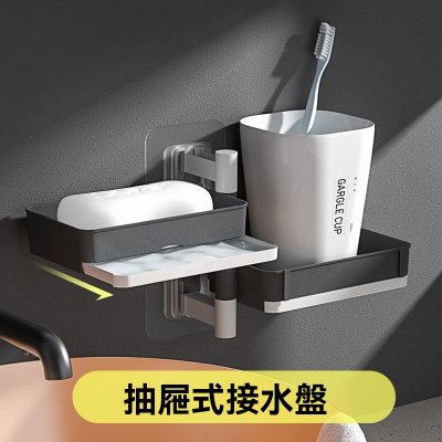 【旋轉浴室架】免打孔置物架-多功能肥皂瀝水 商品圖片 1