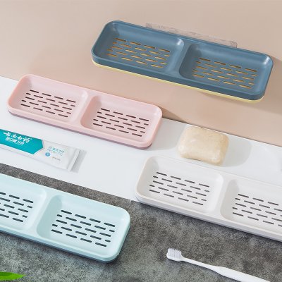 【雙格瀝水】壁掛肥皂盒 - 浴室廚房無痕 商品圖片 1