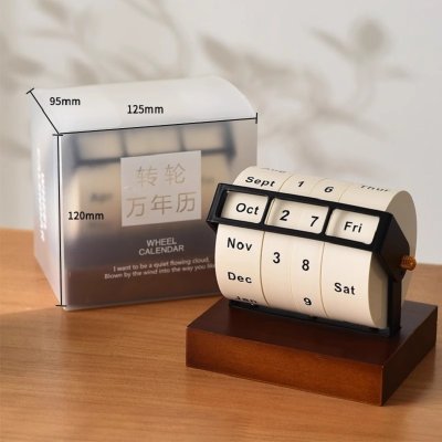 【復古造型】質感旋轉台萬年曆 桌面擺件 商品圖片 5