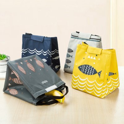 【雙層隔熱】小魚圖案保溫便當袋 - 手提牛津布戶外野餐袋 商品圖片 3
