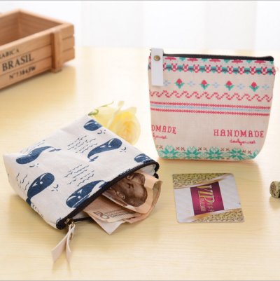 【可愛動物刺繡】帆布零錢包 - 學生小物多功能收納袋