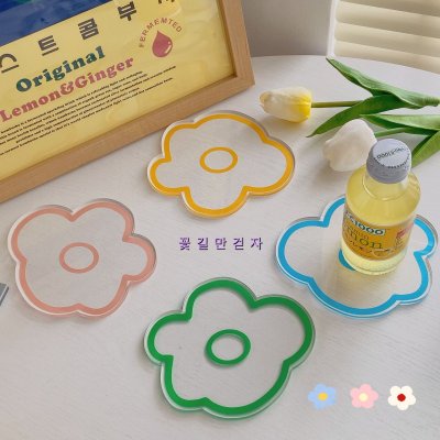 【花朵圖案】可愛小花壓克力杯墊 - 透明防燙隔熱墊 商品圖片 1