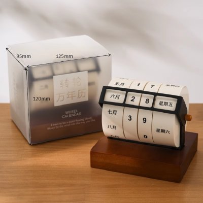 【復古造型】質感旋轉台萬年曆 桌面擺件 商品圖片 6