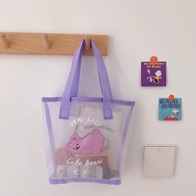 【透明網紗袋】手提包-復古小熊沙灘單肩包 商品圖片 4