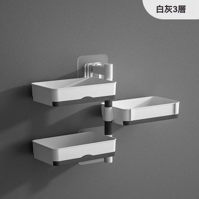 【旋轉浴室架】免打孔置物架-多功能肥皂瀝水 商品圖片 4