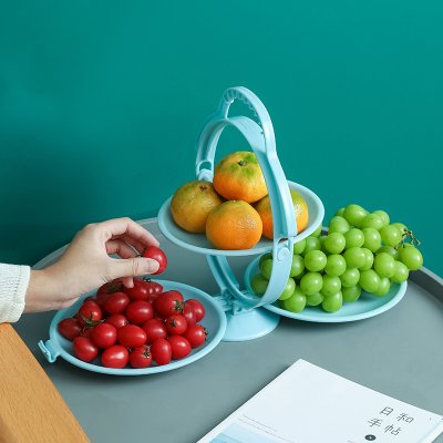 【多層摺疊】笑臉水果盤 - 創意零食糖果收納盤